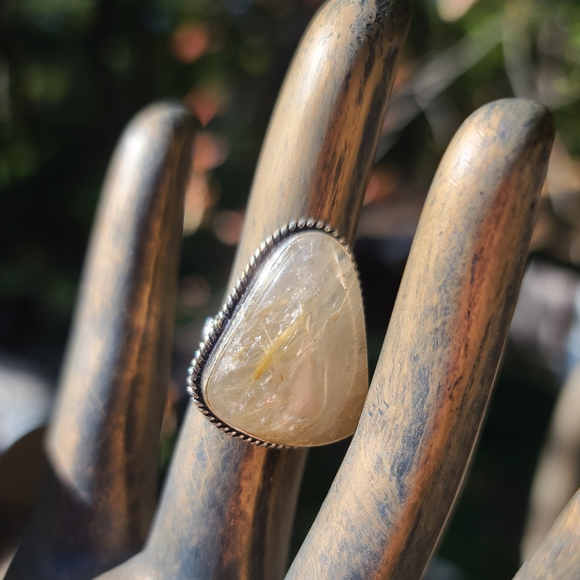 34k golden rutilated quartz sterling ring sz6 - Picture 9 of 10